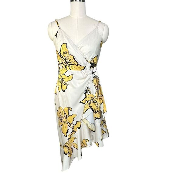 Hutch Yellow Floral Wrap Ruffle Mercer Midi Dress | Size S - Picture 3 of 11